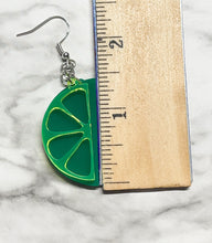 Load image into Gallery viewer, Margarita and Lime Double Layer Acrylic Earrings - Jewelry Tequila Drinks Funky
