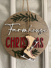 Load image into Gallery viewer, Farmhouse Christmas Sign with Ice Skates Herringbone
