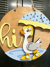 Load image into Gallery viewer, Spring Hi Duck Puddle Rain Umbrella Door Hanger Sign 10.5 Inches
