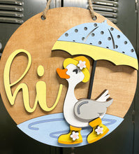 Load image into Gallery viewer, Spring Hi Duck Puddle Rain Umbrella Door Hanger Sign 10.5 Inches
