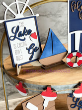 Load image into Gallery viewer, Completed Lake Tier Tray - Colorful Kitchen Decor - Cake Sailing Decoration Lakeside Cabin Lakehouse Lake House Sign Tidbit
