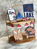 Completed Lake Tier Tray - Colorful Kitchen Decor - Cake Sailing Decoration Lakeside Cabin Lakehouse Lake House Sign Tidbit