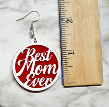 Load image into Gallery viewer, Best Mom Ever Earrings - Double Layer - Red &amp; White - Gift
