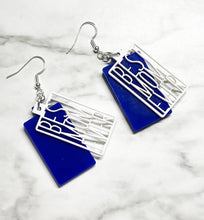Load image into Gallery viewer, Best Mom Ever Earrings - Acrylic - Double Layer - Blue Rectangle - Gift - Jewelry
