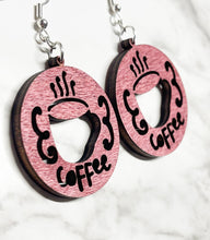 Load image into Gallery viewer, Coffee Cup Earrings - Wood - Gift - Jewelry - Laser Cut
