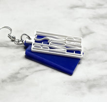 Load image into Gallery viewer, Best Mom Ever Earrings - Acrylic - Double Layer - Blue Rectangle - Gift - Jewelry
