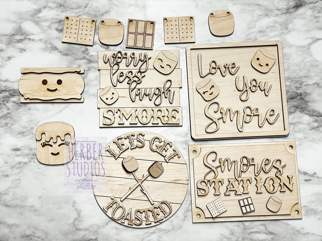 Smores Tier Tray DIY Wood Kit - S'Mores - Kitchen Decor - Camper Camping Summer Tiered Signs
