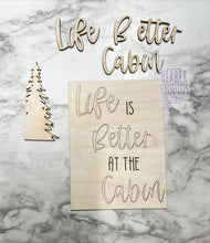 Load image into Gallery viewer, Cabin Tier Tray DIY Wood Kit - Woods Log River Bear Deer Mountains Hunting Summer Winter Kitchen Decor -  Tiered Signs - Wood Craft
