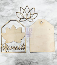 Load image into Gallery viewer, Namaste Stand Tier Tray DIY Wood Kit - Yoga Peace Meditate Relax Bath Kitchen Decor -  Tiered Signs - Wood Craft
