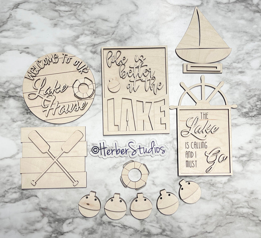 Lake Tier Tray DIY Wood Kit - Lakehouse Lakeside Home - Kitchen Decor -  Tiered Signs - Wood Craft