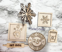 Load image into Gallery viewer, Christmas Hot Cocoa Snowflake Tier Tray DIY Wood Kit -  Holiday - Kitchen Decor -  Tiered Signs - Wood Craft 3d
