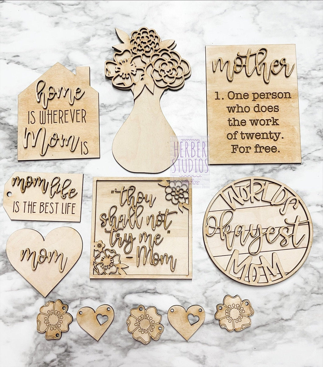 Mom Tier Tray DIY Wood Kit - Mother's Day - Kitchen Decor -  Tiered Signs - Wood Craft