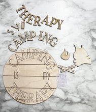 Load image into Gallery viewer, Camp Tier Tray DIY Wood Kit - Camping Woods Fire RV Smores Kitchen Decor -  Tiered Signs - Wood Craft - Completed Set Sample Pic Shown

