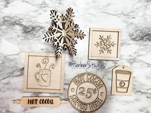 Load image into Gallery viewer, Christmas Hot Cocoa Snowflake Tier Tray DIY Wood Kit -  Holiday - Kitchen Decor -  Tiered Signs - Wood Craft 3d
