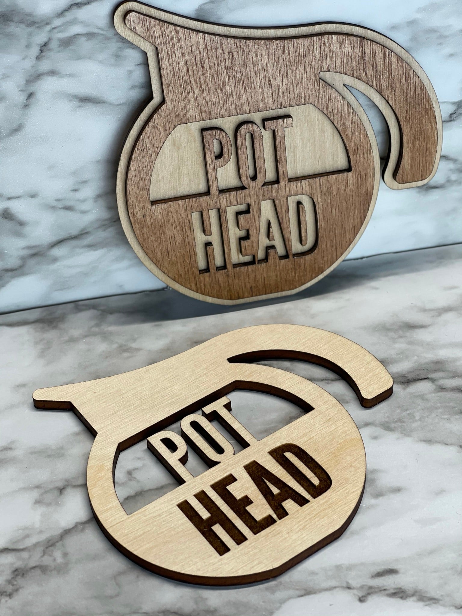 signs of a pothead Coffee Lovers Pot Head Small Wood Sign & Cup Coaster – Herber Studios