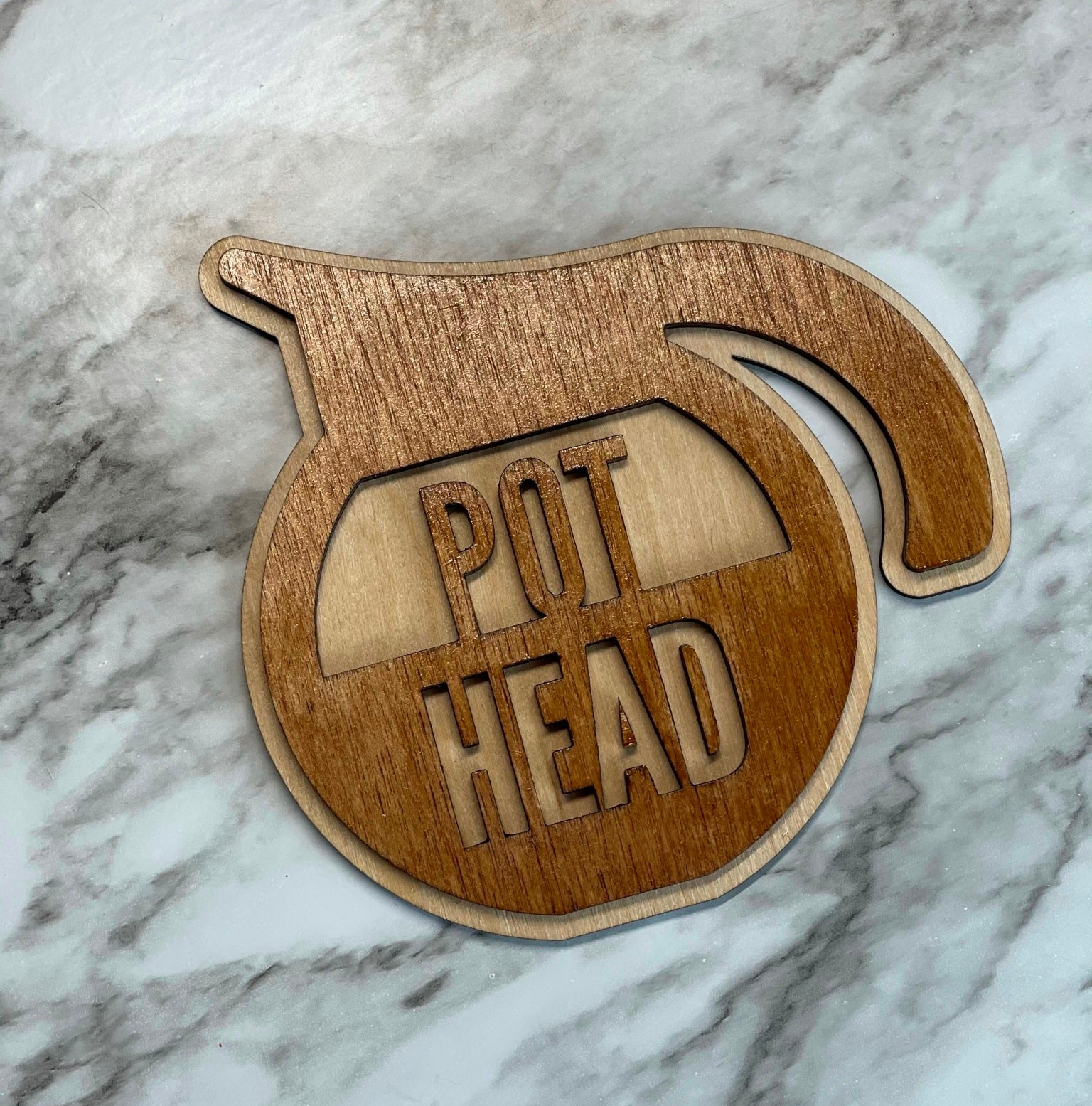 pothead coffee sign Coffee Lovers Pot Head Small Wood Sign & Cup Coaster – Herber Studios