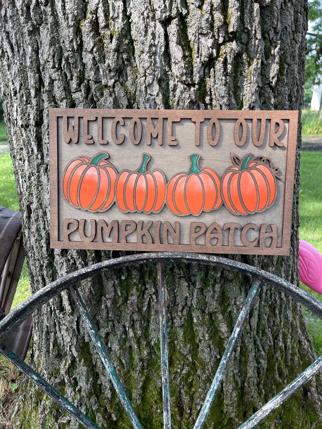 Welcome To Our Pumpkin Patch Layered Wood Sign - Fall Seasonal