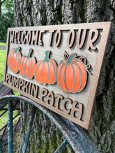 Load image into Gallery viewer, Welcome To Our Pumpkin Patch Layered Wood Sign - Fall Seasonal
