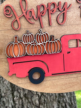Load image into Gallery viewer, Happy Fall Layered Truck Sign Pumpkins Red or Blue Truck
