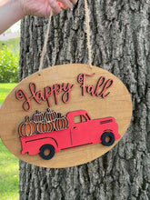 Load image into Gallery viewer, Happy Fall Layered Truck Sign Pumpkins Red or Blue Truck
