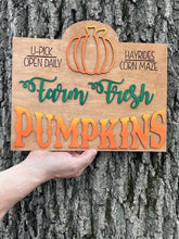 Load image into Gallery viewer, Farm Fresh Pumpkins Sign - Fall Decor Halloween Country
