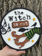 Halloween Witch Is Out In Sign - Witch Legs Stocking Layered