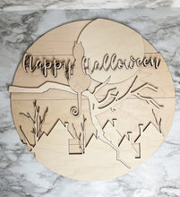 Load image into Gallery viewer, DIY Happy Halloween Cat Moon Shiplap Door Hanger Sign 15&quot; Herber Studios
