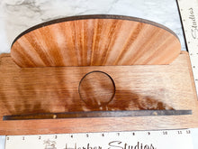 Load image into Gallery viewer, Mantle Candle Holder Give Thanks Thanksgiving Mahogany Laser Cut
