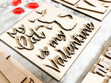 Load image into Gallery viewer, DIY Personalized CAT Valentine&#39;s Day Tier Tray Wood Kit - Holiday Kitchen Decor - Tiered Signs - Wood Craft Herber Studios
